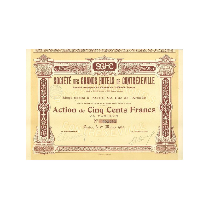 Sté des Grands Hôtels de Contréxeville