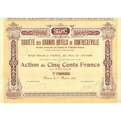 Sté des Grands Hôtels de Contréxeville