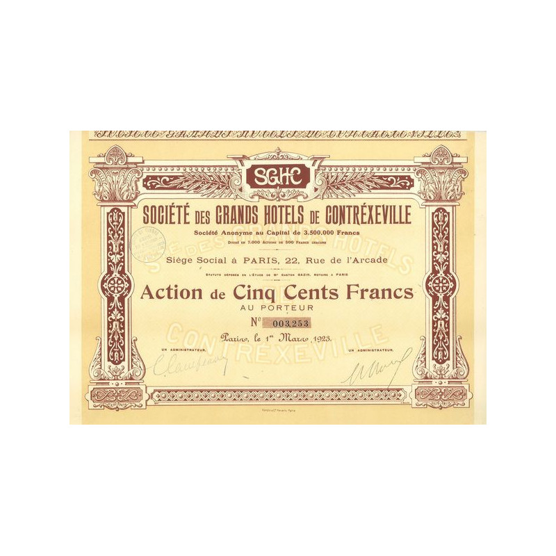 Sté des Grands Hôtels de Contréxeville