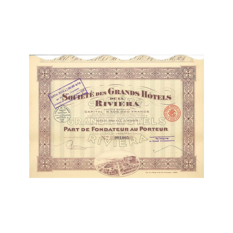 Sté des Grands Hôtels de la Riviera (PF)