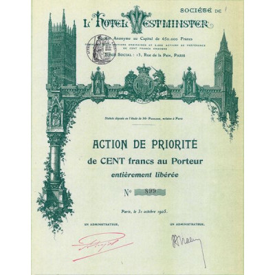 Sté de l'Hôtel Westminster (Act P)