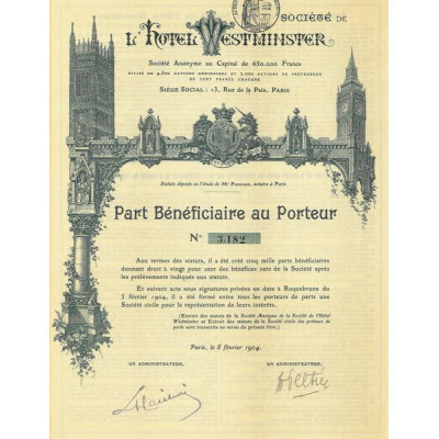 Sté de l'Hôtel Westminster (PB)