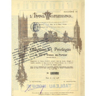 Sté de l'Hôtel Westminster (Oblig)