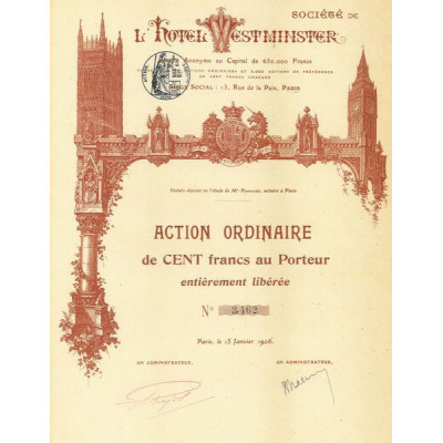 Sté de l'Hôtel Westminster (Act O)