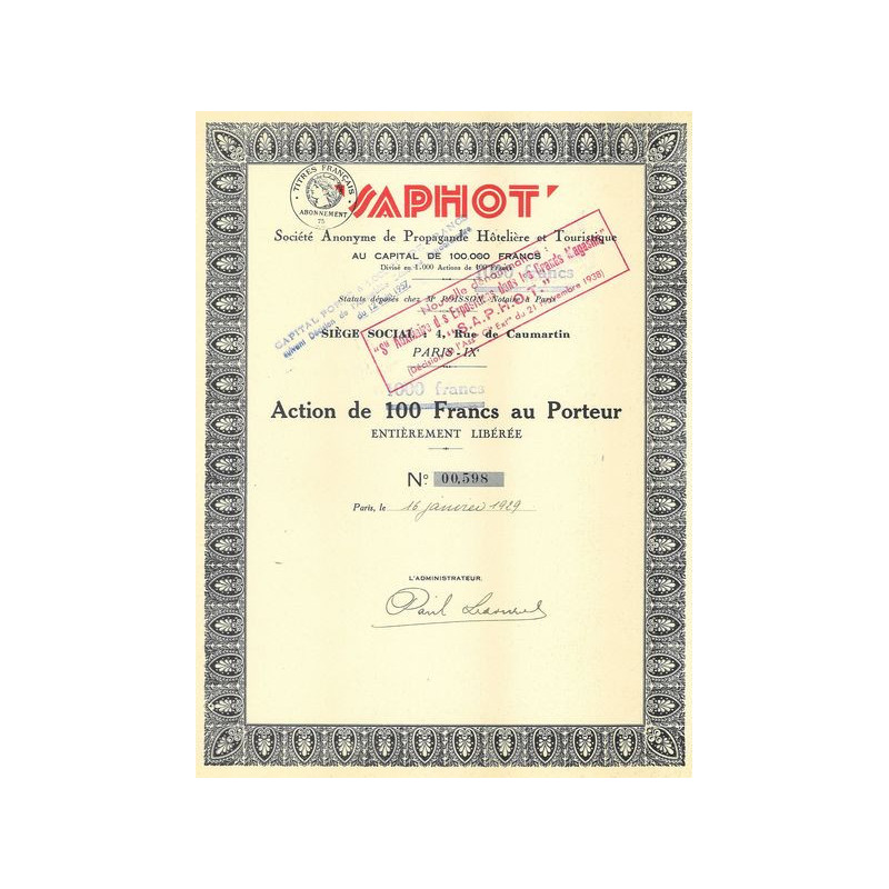 Saphot S.A. de Propagande Hôtelière et Touristique