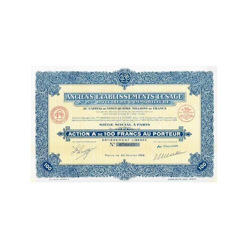 Anc. Ets. Lesage S.A. Hôtelière & Immobilière