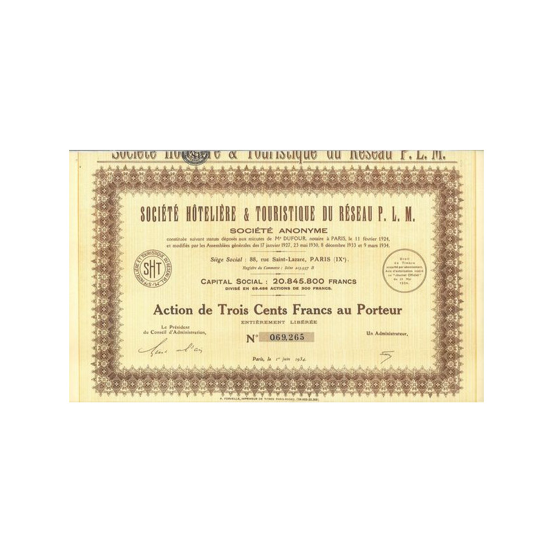 Sté Hôtelière & Touristique du Réseau P.L.M.