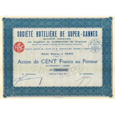 Sté Hôtelière de Super-Cannes