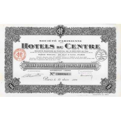 Sté Parisienne des Hôtels du Centre (Act O)
