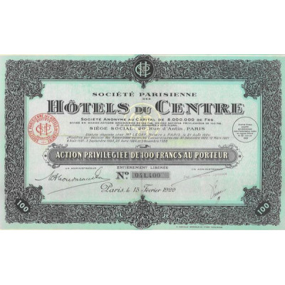Sté Parisienne des Hôtels du Centre (Act P)