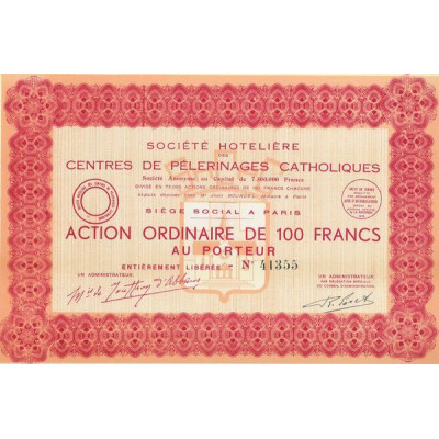 Sté Hôtelière des Centres de Pélerinages Catholiques (Act Ordin)