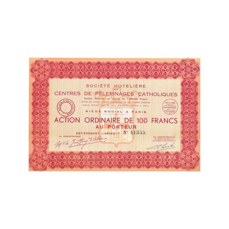 Sté Hôtelière des Centres de Pélerinages Catholiques (Act Ordin)