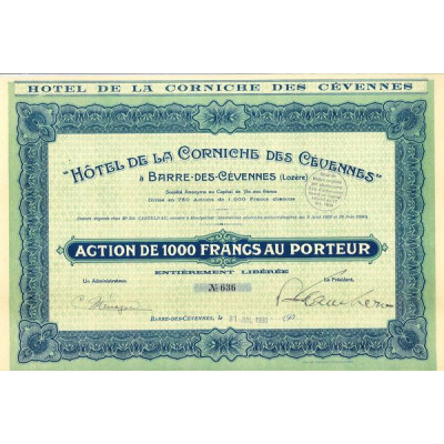 Hôtel de la Corniche des Cévennes à Barre-des-Cévennes (Lozère)