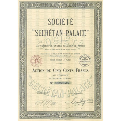 Sté "Secrétan-Palace"