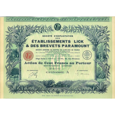 Sté d'Exploitation des Ets Lick et des Brevets Paramount