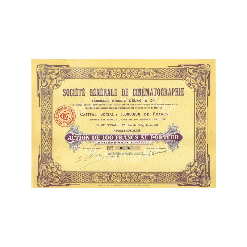 Sté Gale de Cinématographie (Anc Sté Delac & Cie)