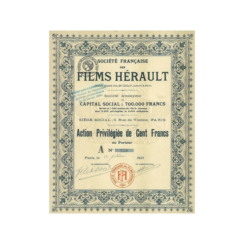 Sté Française des Films Hérault (Act Privil)