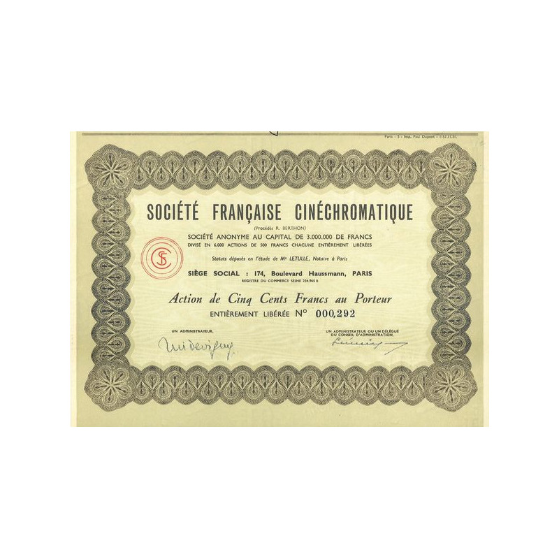 Sté Française Cinéchromatique (Act 500 F)