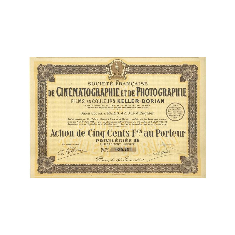 Sté Française de Cinématographie et de Photographie Films en Couleur Keller-Dorian (Act)