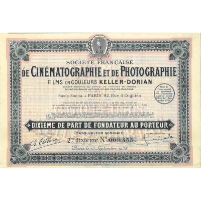 Sté Française de Cinématographie et de Photographie Films en Couleur Keller-Dorian (2 10ème de PF)