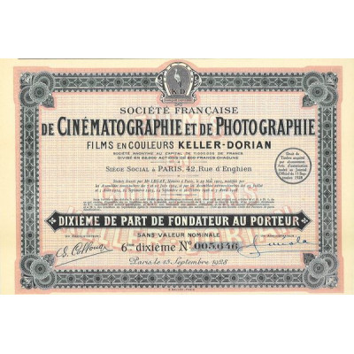 Sté Française de Cinématographie et de Photographie Films en Couleur Keller-Dorian (6 10ème de PF)