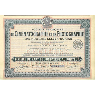 Sté Française de Cinématographie et de Photographie Films en Couleur Keller-Dorian (5 10ème de PF)