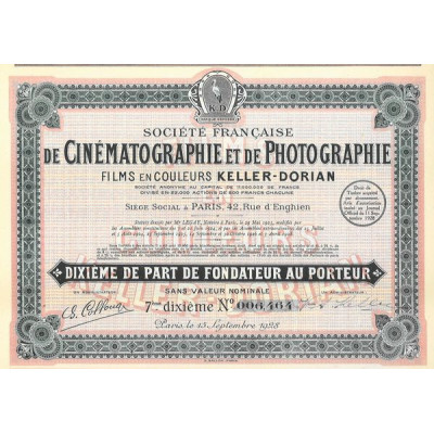 Sté Française de Cinématographie et de Photographie Films en Couleur Keller-Dorian (7 10ème de PF)