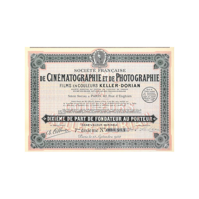 Sté Française de Cinématographie et de Photographie Films en Couleur Keller-Dorian (7 10ème de PF)