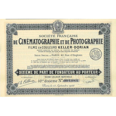 Sté Française de Cinématographie et de Photographie Films en Couleur Keller-Dorian (10 10ème de PF)