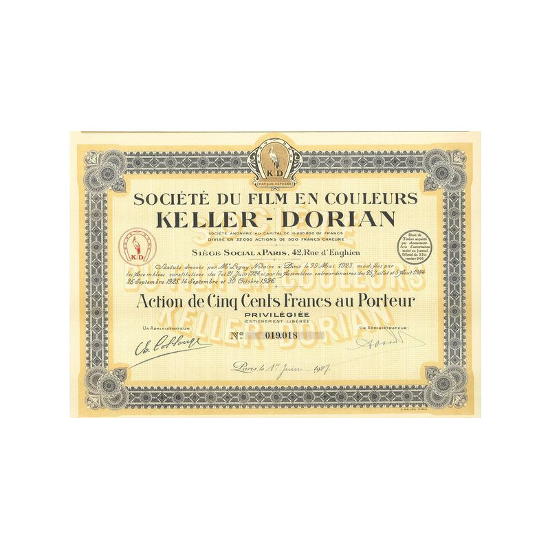 Sté du Film en Couleurs Keller-Dorian (Act Privil)