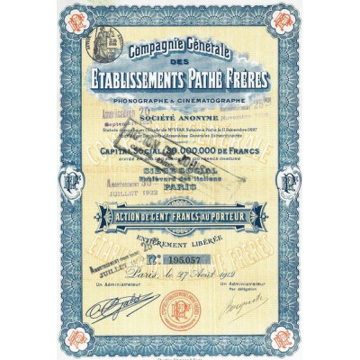 Cie Gale des Ets Pathé Frères Phonographe & Cinématographe