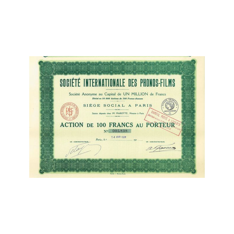 Sté Internationale des Phonos-Films (Act)