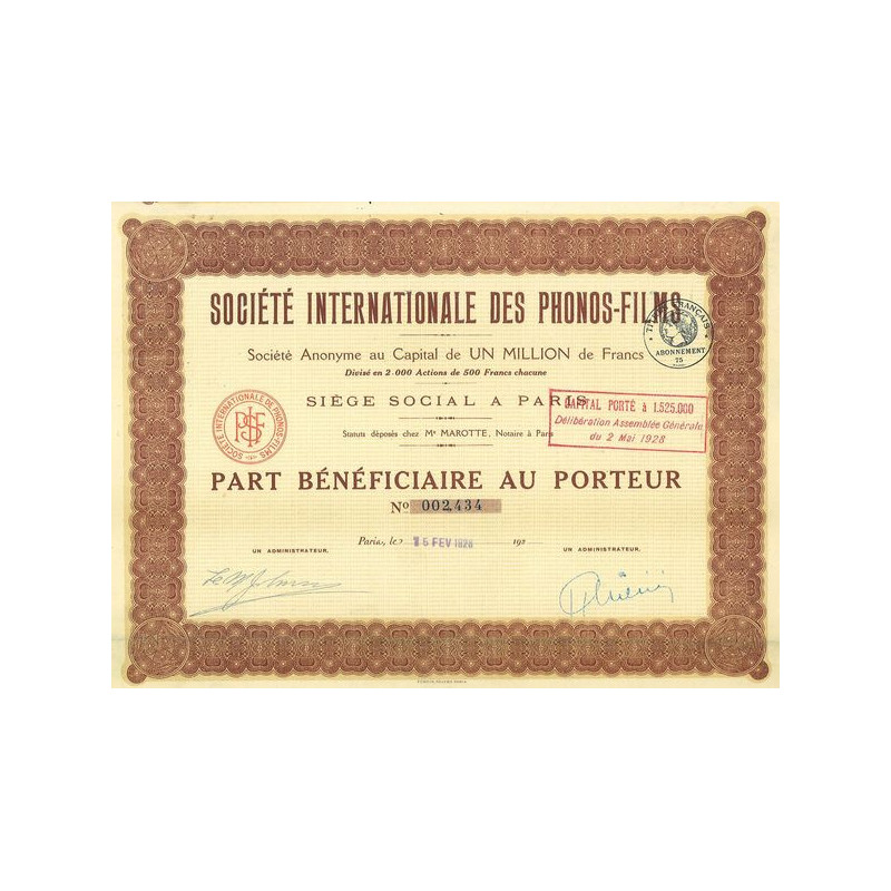 Sté Internationale des Phonos-Films (PB)