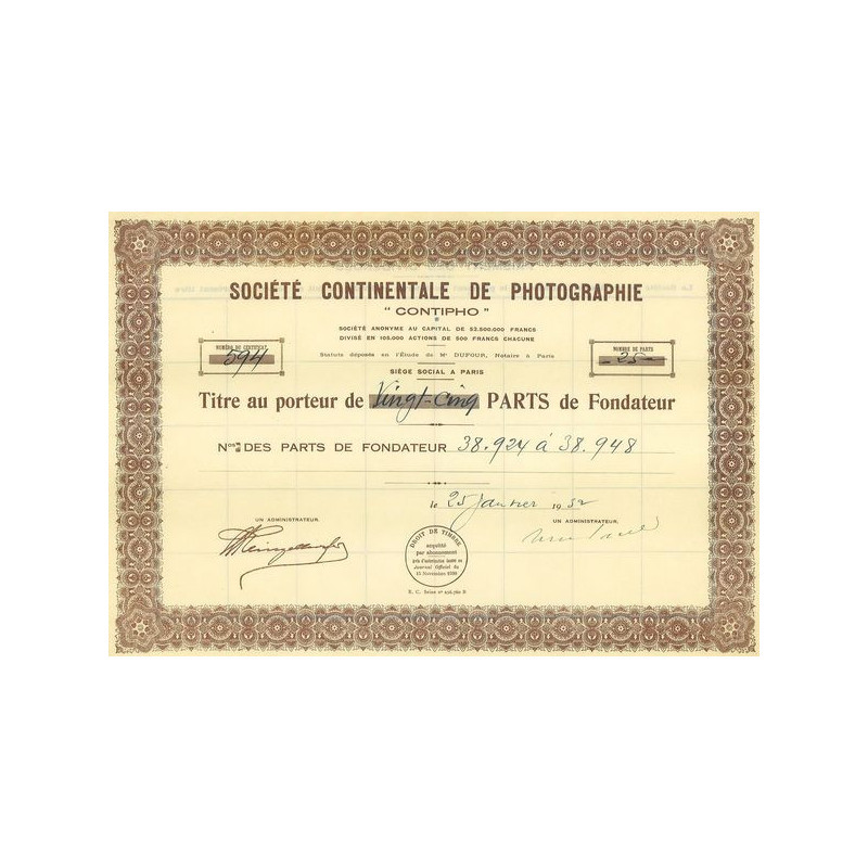 Sté Continentale de Photographie "Contipho"