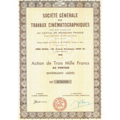 Sté Gale de Travaux Cinématographiques (Act 3000 F)