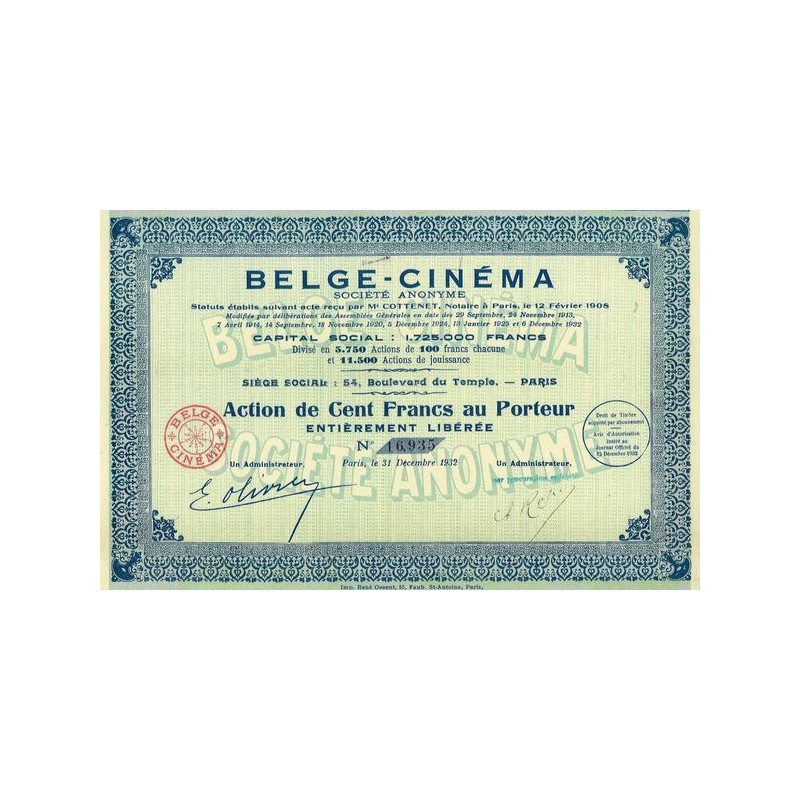 Belge-Cinéma (Act 100 F)