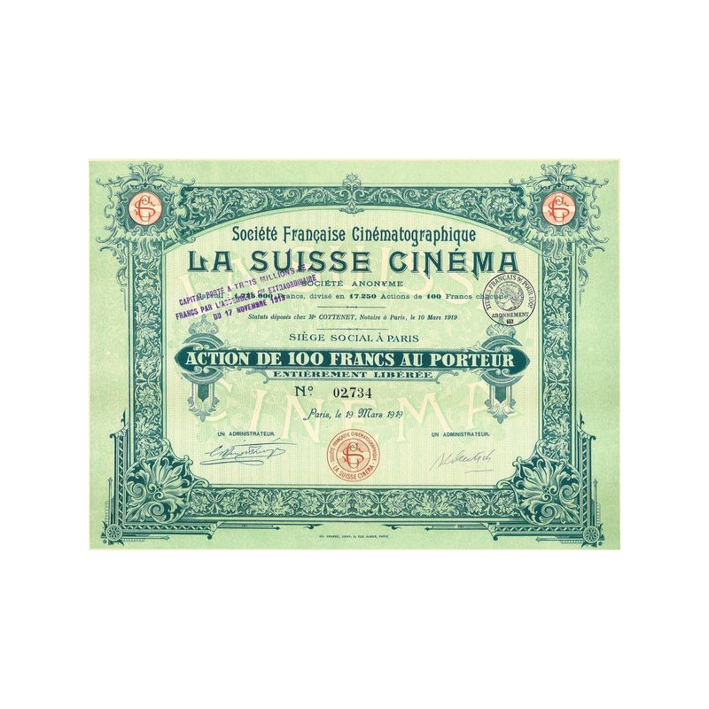 Sté Française Cinéchromographique La Suisse Cinéma