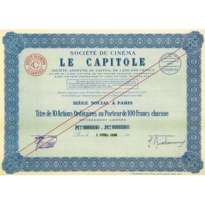 Sté du Cinéma Le Capitole (Titre 10 Act Ordinaires)