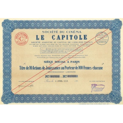 Sté du Cinéma Le Capitole (Titre 10 Act Jouissance)