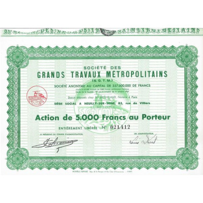 Sté des Grands Travaux Métropolitains (S.G.T.M.) (Act)