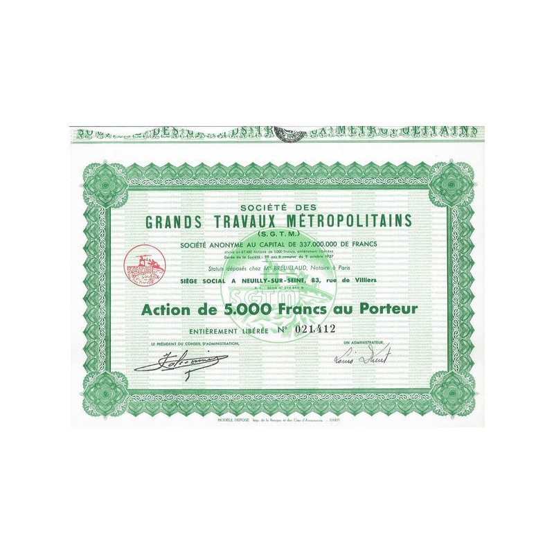 Sté des Grands Travaux Métropolitains (S.G.T.M.) (Act)