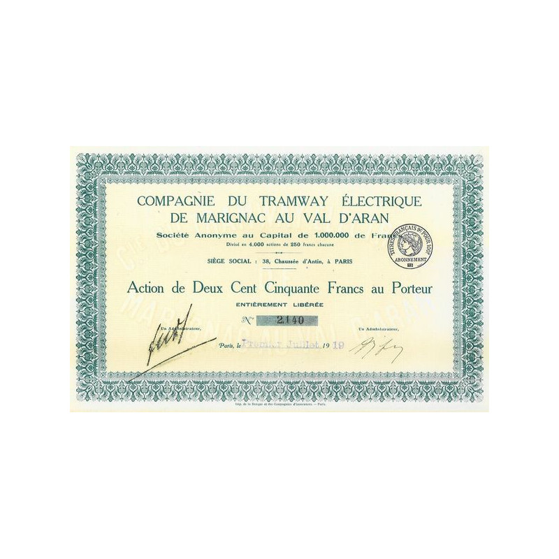Cie du Tramway Electrique de Marignac au Val d'aran