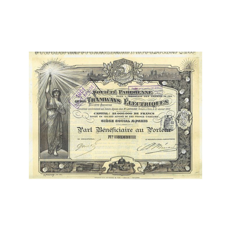 Sté Parisienne pour l'Industrie des Chemins de Fer et des Tramways Electriques (PB)