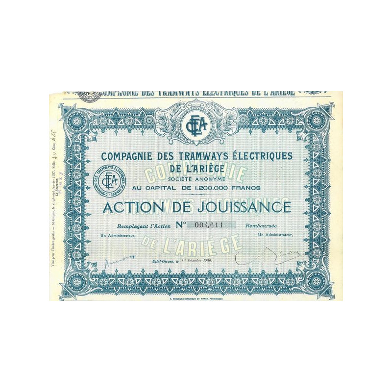 Cie des Tramways Electriques de l'Ariège (Act Jouissance)