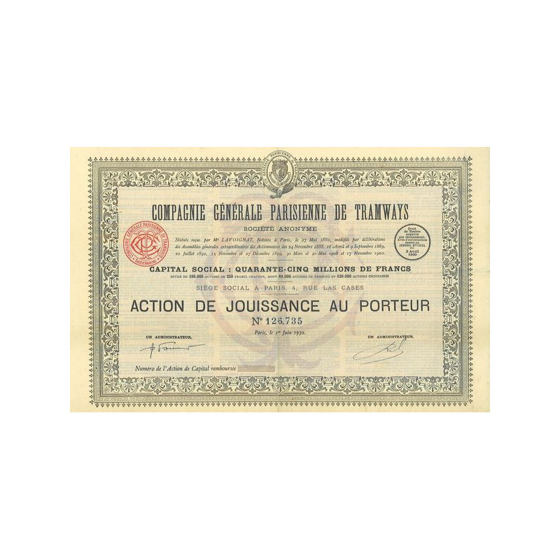 Cie Gale Parisienne de Tramways (Act Jouissance)