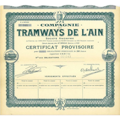 Cie des Tramways de l'Ain (Certif Provis)