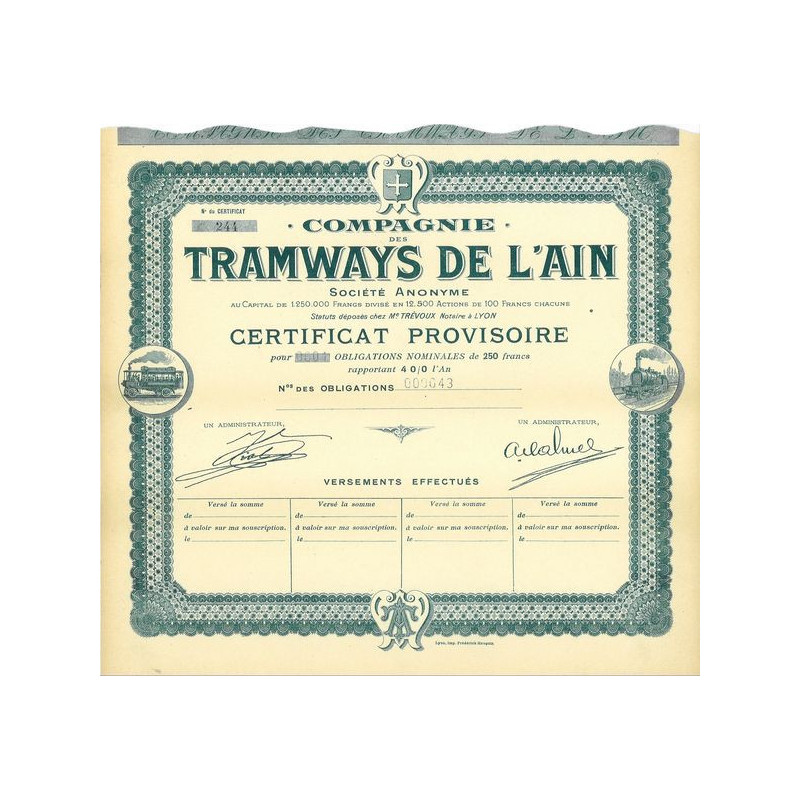 Cie des Tramways de l'Ain (Certif Provis)