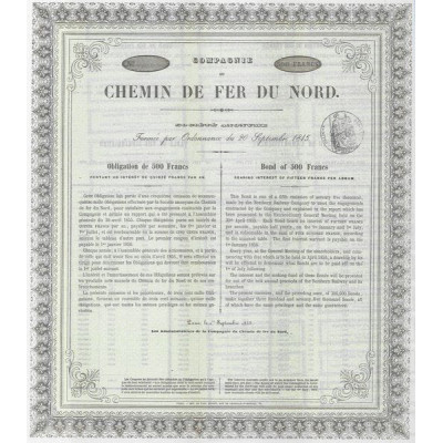Cie du Chemin de Fer du Nord (Obl 500 F)(blanquette)