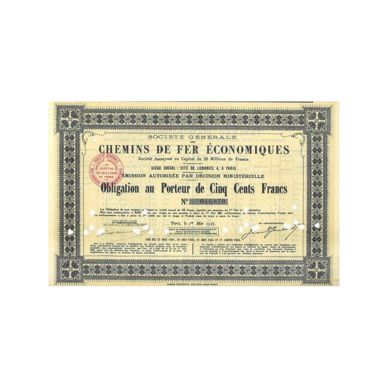Sté gale des Chemins de Fer Economiques (Obl)