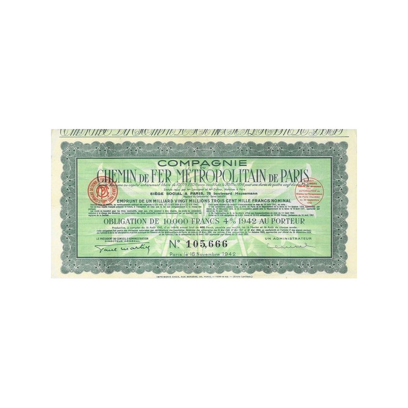 Cie du Chemin de Fer Métropolitain de Paris